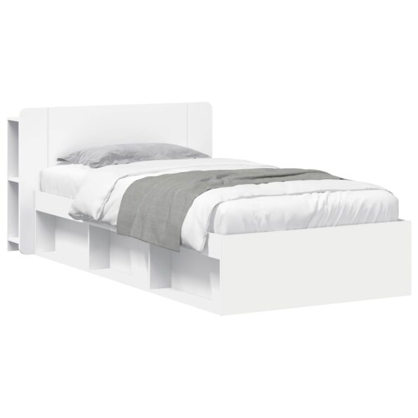 vidaXL Rám postele so skladom Biela 75 x 190 cm Kompozitné drevo – Obrázok 2