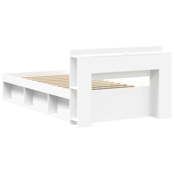 vidaXL Rám postele so skladom Biela 75 x 190 cm Kompozitné drevo – Obrázok 5