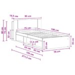 vidaXL Rám postele so skladom Biela 75 x 190 cm Kompozitné drevo – Obrázok 9