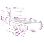 vidaXL Rám postele so skladom Dymový dub 75 x 190 cm Kompozitné drevo – Obrázok 9