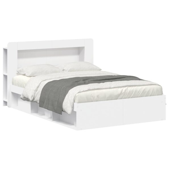 vidaXL Rám postele so skladom Biela 140 x 200 cm Kompozitné drevo – Obrázok 2