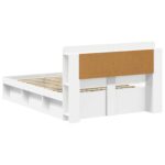 vidaXL Rám postele so skladom Biela 140 x 200 cm Kompozitné drevo – Obrázok 5