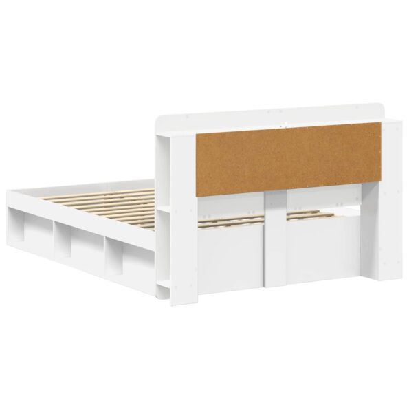 vidaXL Rám postele so skladom Biela 140 x 200 cm Kompozitné drevo – Obrázok 5