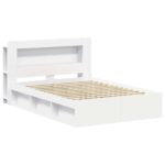 vidaXL Rám postele so skladom Biela 160 x 200 cm Kompozitné drevo – Obrázok 3
