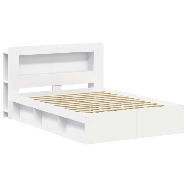 vidaXL Rám postele so skladom Biela 160 x 200 cm Kompozitné drevo – Obrázok 3