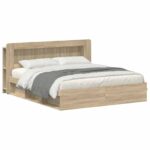 vidaXL Rám postele so skladom Dub sonoma 180 x 200 cm Kompozitné drevo – Obrázok 2