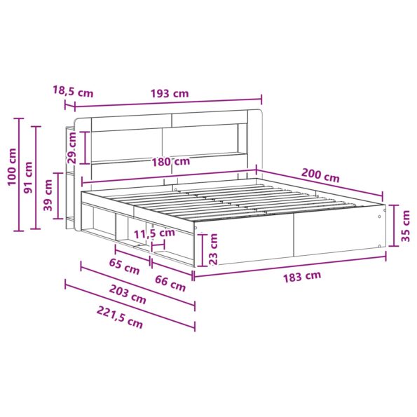 vidaXL Rám postele so skladom Dub sonoma 180 x 200 cm Kompozitné drevo – Obrázok 9