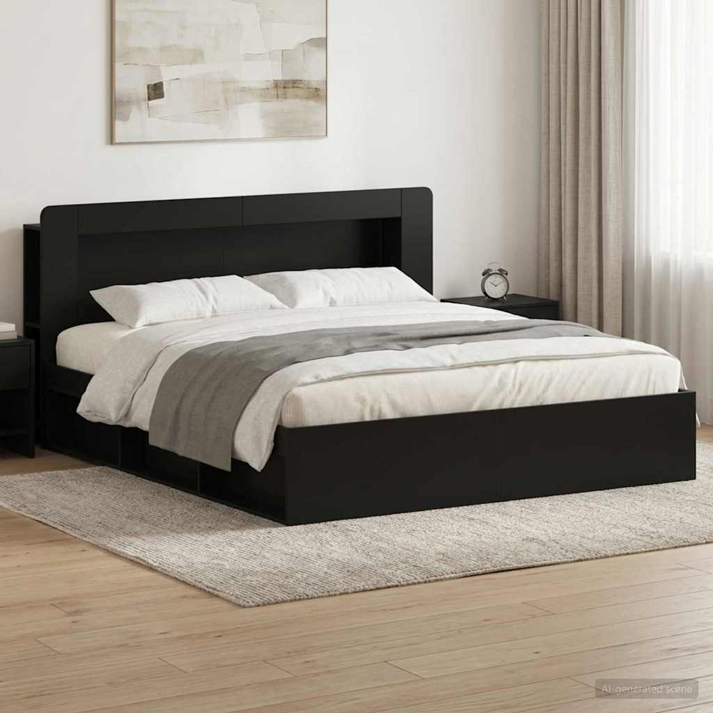 3433519_1.jpg vidaXL Rám postele so skladom Čierna 200 x 200 cm Kompozitné drevo – Obrázok 1