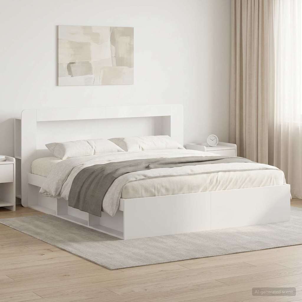 3433525_1.jpg vidaXL Rám postele so skladom Biela 200 x 200 cm Kompozitné drevo – Obrázok 1