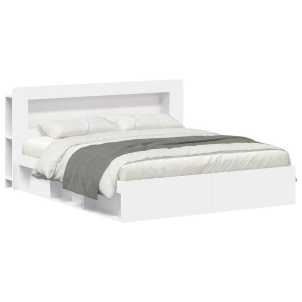 vidaXL Rám postele so skladom Biela 200 x 200 cm Kompozitné drevo – Obrázok 2