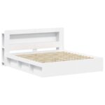 vidaXL Rám postele so skladom Biela 200 x 200 cm Kompozitné drevo – Obrázok 3