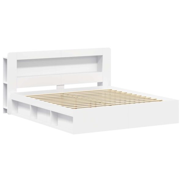 vidaXL Rám postele so skladom Biela 200 x 200 cm Kompozitné drevo – Obrázok 3