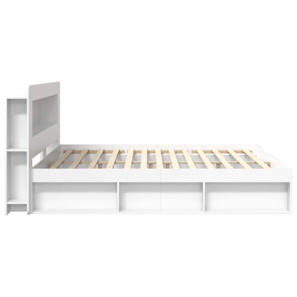 vidaXL Rám postele so skladom Biela 200 x 200 cm Kompozitné drevo – Obrázok 4