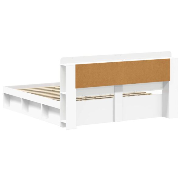 vidaXL Rám postele so skladom Biela 200 x 200 cm Kompozitné drevo – Obrázok 5
