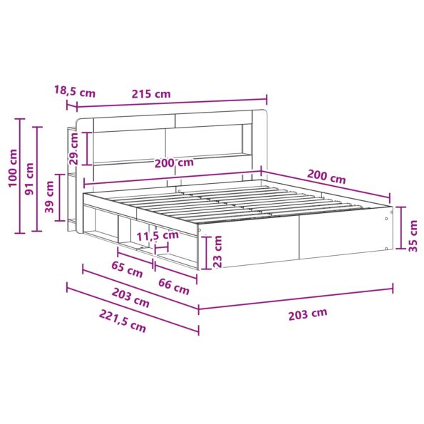 vidaXL Rám postele so skladom Biela 200 x 200 cm Kompozitné drevo – Obrázok 9
