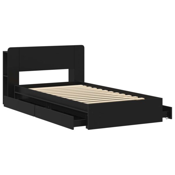 vidaXL Rám postele so skladom Čierna 75 x 190 cm Kompozitné drevo – Obrázok 4