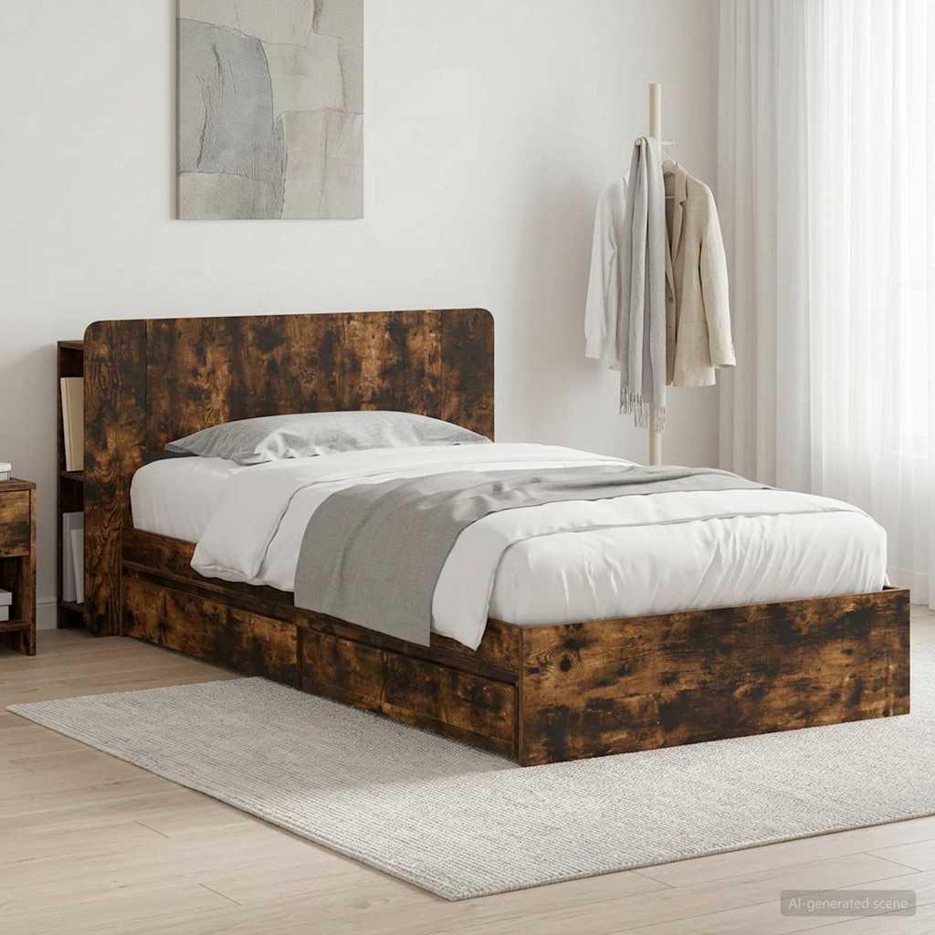 3433529_1.jpg vidaXL Rám postele so skladom Dymový dub 75 x 190 cm Kompozitné drevo – Obrázok 1