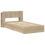 vidaXL Rám postele so skladom Dub sonoma 75 x 190 cm Kompozitné drevo – Obrázok 3