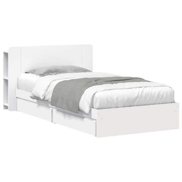 vidaXL Rám postele so skladom Biela 75 x 190 cm Kompozitné drevo – Obrázok 2