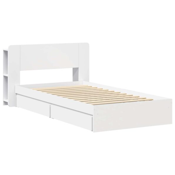 vidaXL Rám postele so skladom Biela 75 x 190 cm Kompozitné drevo – Obrázok 3