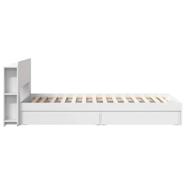 vidaXL Rám postele so skladom Biela 75 x 190 cm Kompozitné drevo – Obrázok 5