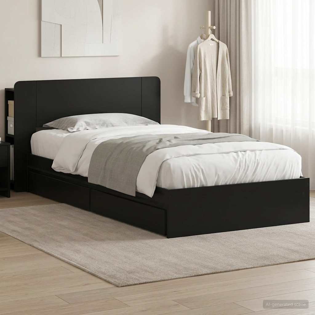3433539_1.jpg vidaXL Rám postele so skladom Čierna 90 x 190 cm Kompozitné drevo – Obrázok 1