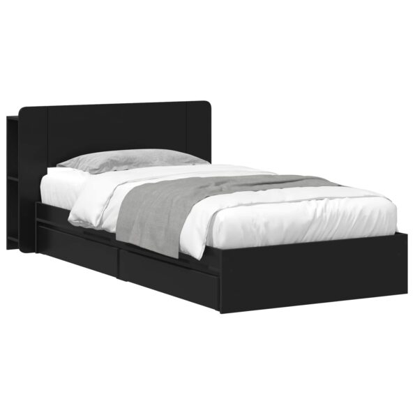 vidaXL Rám postele so skladom Čierna 90 x 190 cm Kompozitné drevo – Obrázok 2