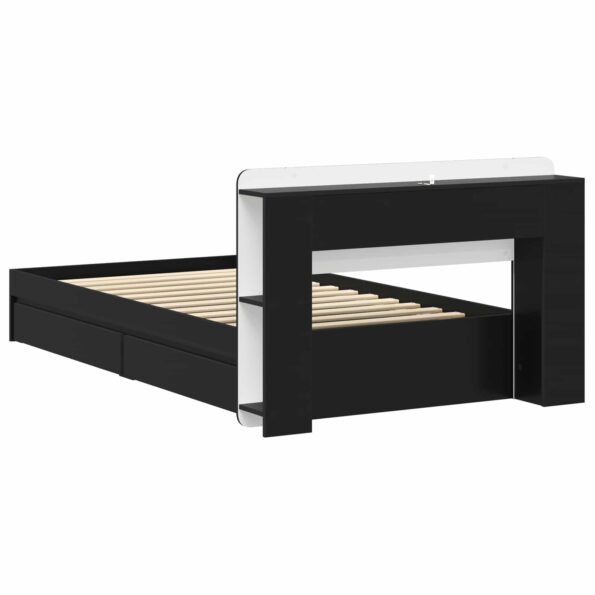 vidaXL Rám postele so skladom Čierna 90 x 190 cm Kompozitné drevo – Obrázok 6