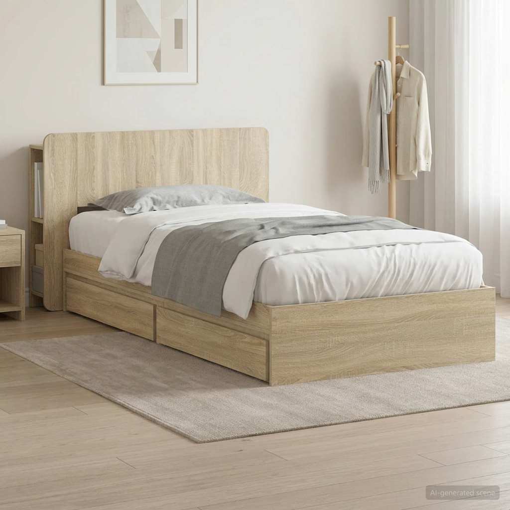 3433543_1.jpg vidaXL Rám postele so skladom Dub sonoma 90 x 190 cm Kompozitné drevo – Obrázok 1