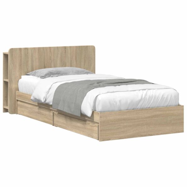 vidaXL Rám postele so skladom Dub sonoma 90 x 190 cm Kompozitné drevo – Obrázok 2