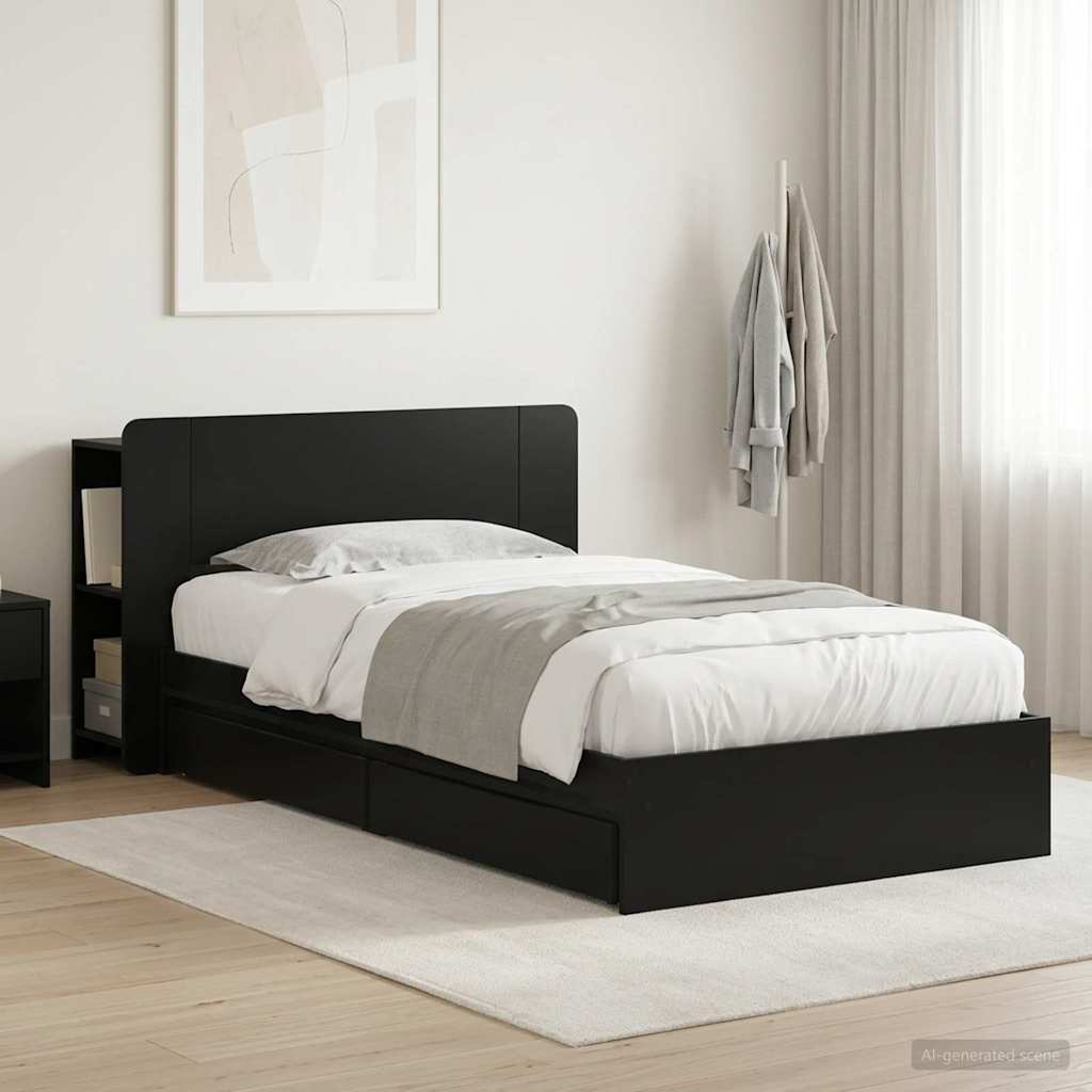 3433545_1.jpg vidaXL Rám postele so skladom Čierna 100 x 200 cm Kompozitné drevo – Obrázok 1