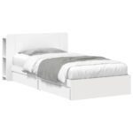 vidaXL Rám postele so skladom Biela 90 x 200 cm Kompozitné drevo – Obrázok 2