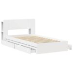 vidaXL Rám postele so skladom Biela 90 x 200 cm Kompozitné drevo – Obrázok 4