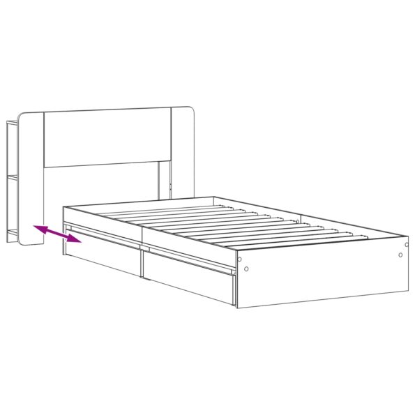 vidaXL Rám postele so skladom Biela 90 x 200 cm Kompozitné drevo – Obrázok 9