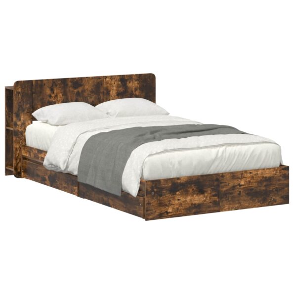 vidaXL Rám postele so skladom Dymový dub 120 x 190 cm Kompozitné drevo – Obrázok 2