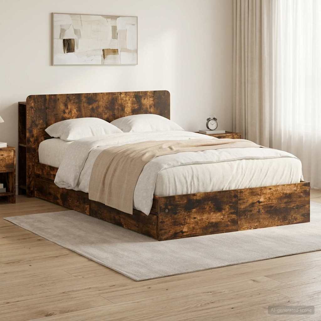 3433566_1.jpg vidaXL Rám postele so skladom Dymový dub 120 x 200 cm Kompozitné drevo – Obrázok 1