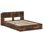vidaXL Rám postele so skladom Dymový dub 135 x 190 cm Kompozitné drevo – Obrázok 3