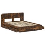 vidaXL Rám postele so skladom Dymový dub 135 x 190 cm Kompozitné drevo – Obrázok 4