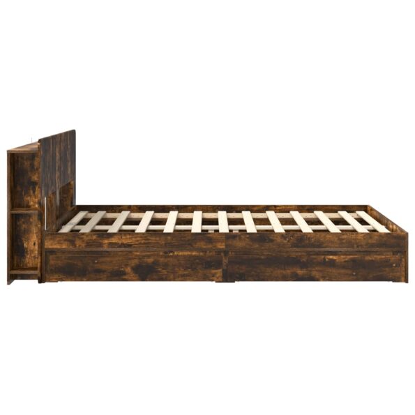 vidaXL Rám postele so skladom Dymový dub 135 x 190 cm Kompozitné drevo – Obrázok 5
