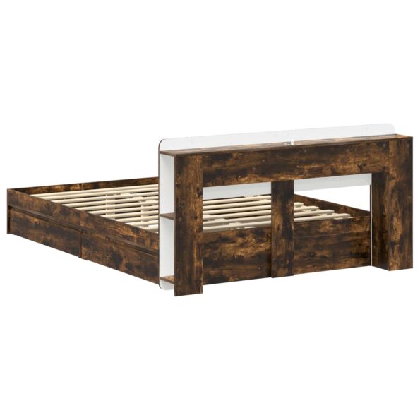 vidaXL Rám postele so skladom Dymový dub 135 x 190 cm Kompozitné drevo – Obrázok 6