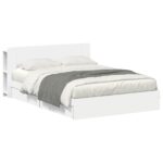 vidaXL Rám postele so skladom Biela 150 x 200 cm Kompozitné drevo – Obrázok 2