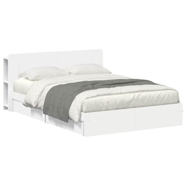 vidaXL Rám postele so skladom Biela 150 x 200 cm Kompozitné drevo – Obrázok 2