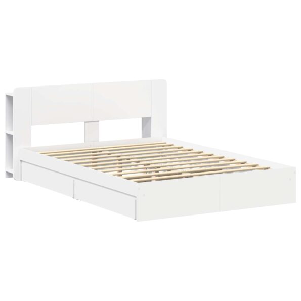 vidaXL Rám postele so skladom Biela 150 x 200 cm Kompozitné drevo – Obrázok 3