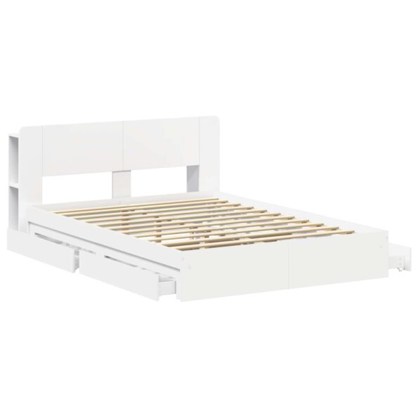 vidaXL Rám postele so skladom Biela 150 x 200 cm Kompozitné drevo – Obrázok 4