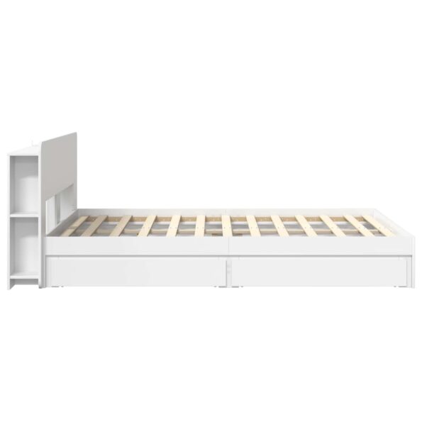 vidaXL Rám postele so skladom Biela 150 x 200 cm Kompozitné drevo – Obrázok 5