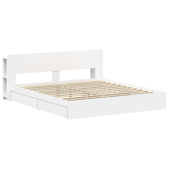 vidaXL Rám postele so skladom Biela 180 x 200 cm Kompozitné drevo – Obrázok 3