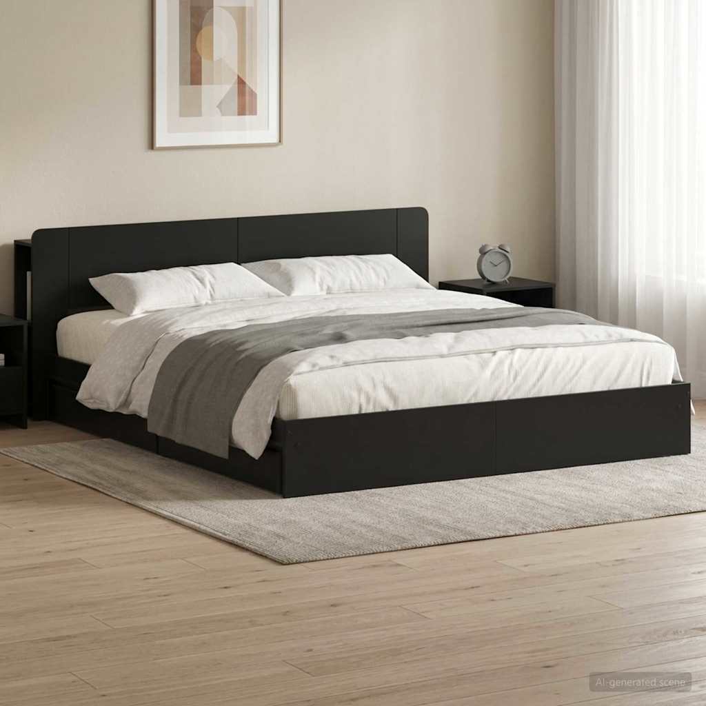 3433605_1.jpg vidaXL Rám postele so skladom Čierna 200 x 200 cm Kompozitné drevo – Obrázok 1