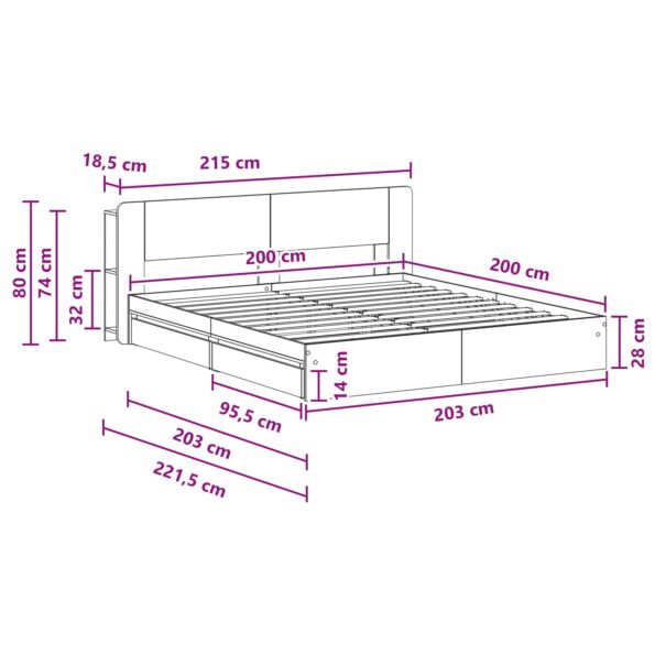 vidaXL Rám postele so skladom Čierna 200 x 200 cm Kompozitné drevo – Obrázok 10