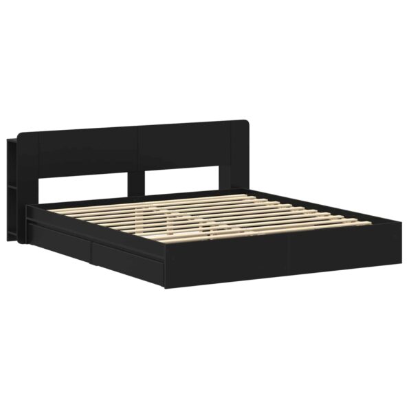vidaXL Rám postele so skladom Čierna 200 x 200 cm Kompozitné drevo – Obrázok 3