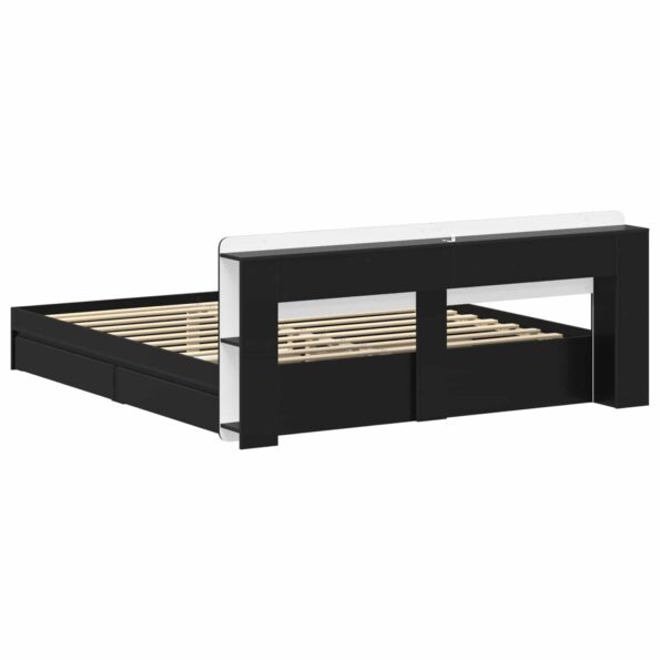 vidaXL Rám postele so skladom Čierna 200 x 200 cm Kompozitné drevo – Obrázok 6